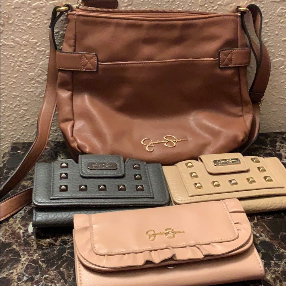 1 cross body bag, 3 wallets